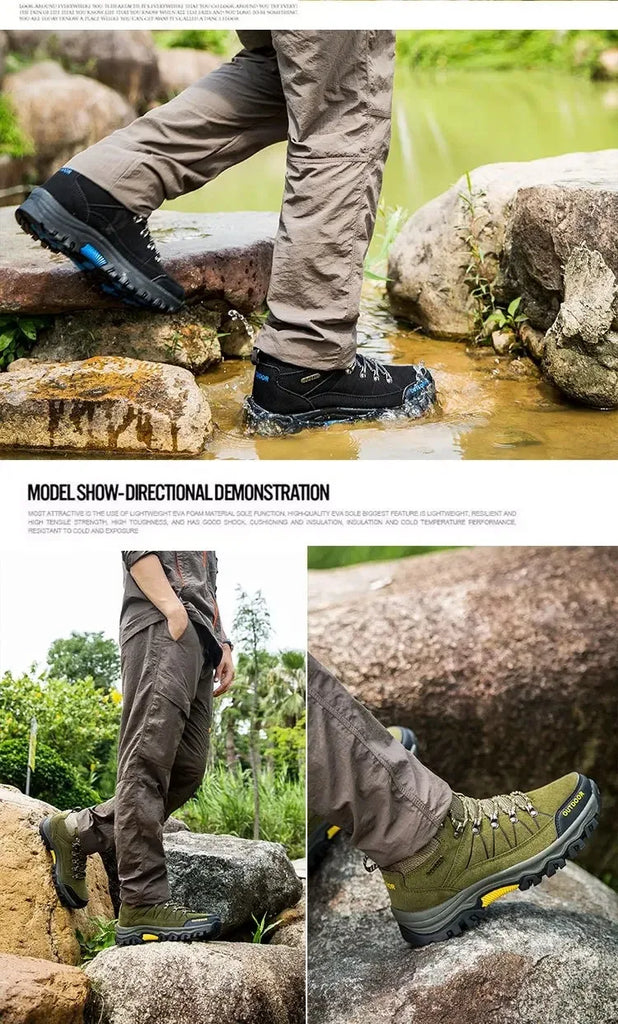 Men’s Waterproof High-Top Hiking & Climbing Shoes – Anti-Slip, Breathable Outdoor Footwear