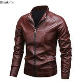 Men's PU Leather Stand Collar Motorcycle Jacket – Casual Windbreaker Biker Coat thumbnail 3