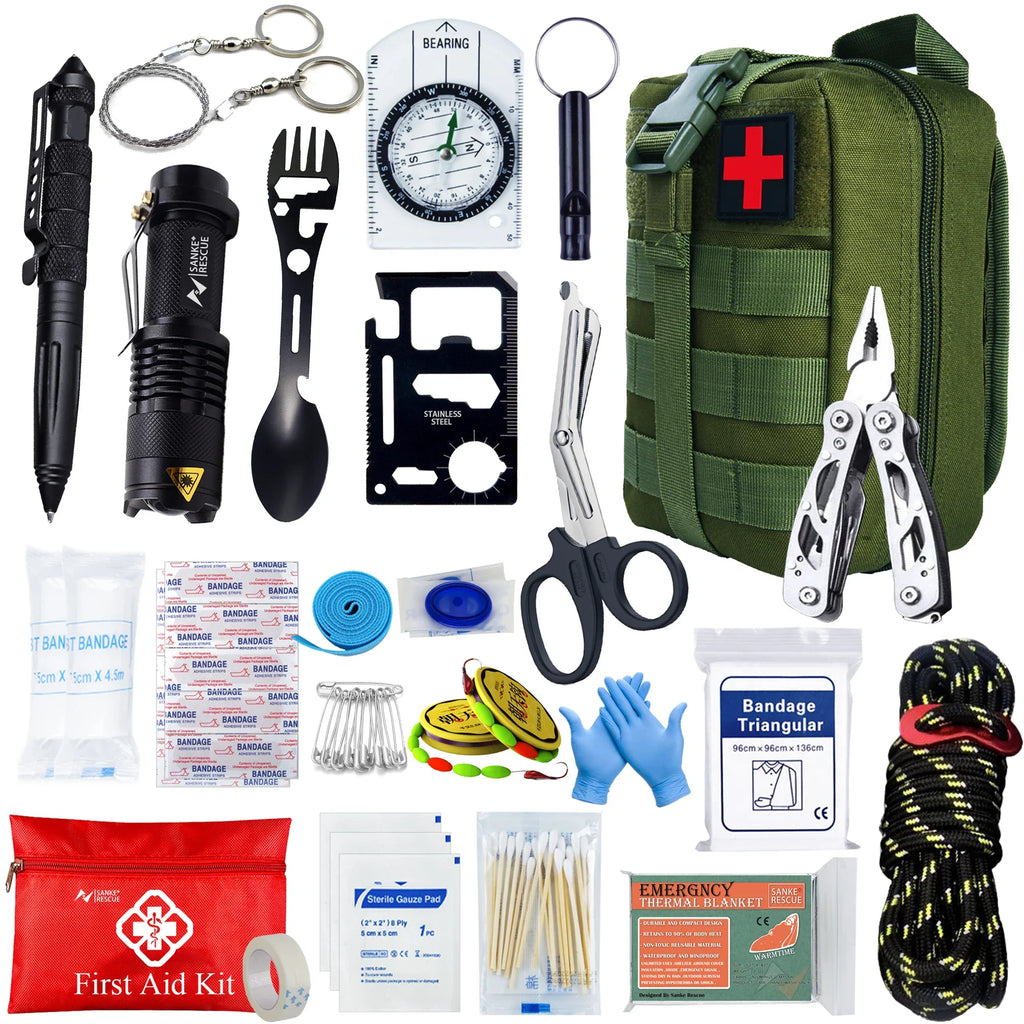 Professional Survival First Aid Kit – 24-in-1 Emergency Gear with Molle Bag | Camping, Hiking, Outdoor Rescue IFAK