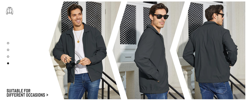 TACVASEN Men’s Lightweight Bomber Jacket – Casual Zip-Up Workwear for Spring & Fall, Water-Resistant Outdoor Windbreaker