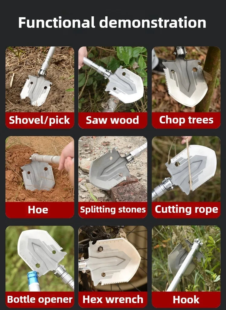 Multifunctional Folding Military Shovel – Survival Tool Set for Camping, Hiking & Outdoor Use