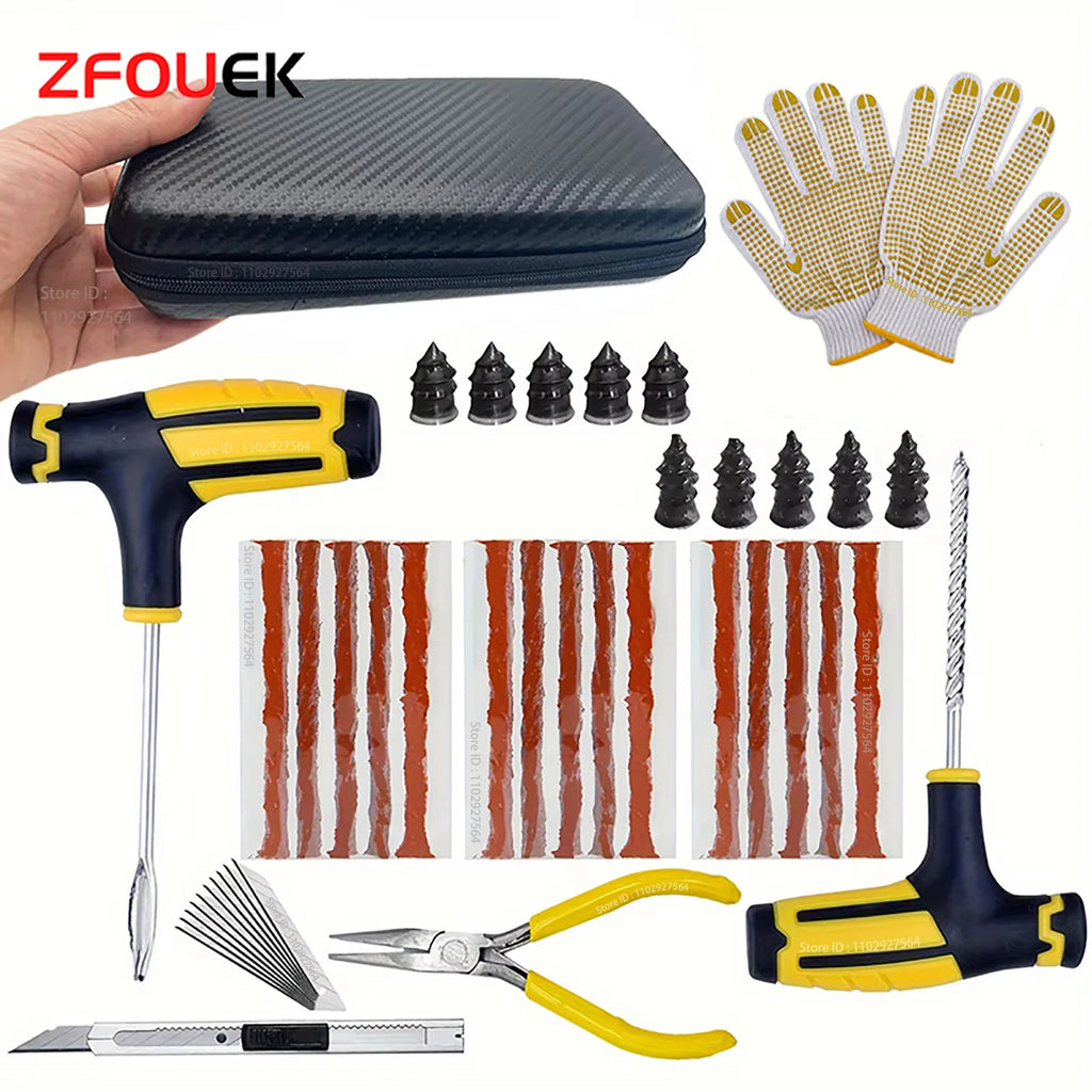 ZFOUEK Tire Repair Kit – Emergency Puncture Plug Tool Set for Car, SUV & Motorcycle Tires (23PCS / 42PCS)