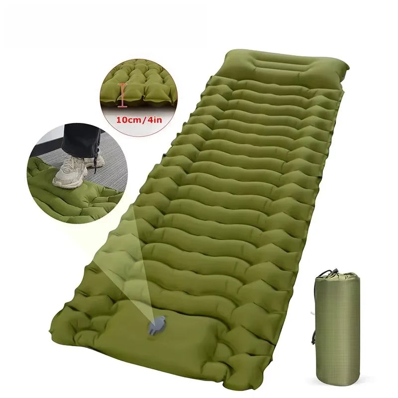 Ultra-Light Thickened Camping Air Mattress with Built-In Pillow & Pump – Compact & Durable Travel Sleeping Pad