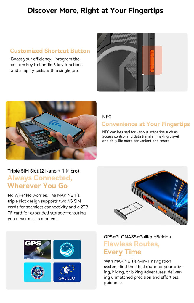 Blackview Oscal MARINE 1 Rugged Smartphone – 6.56" HD+ 90Hz Display, Android 15, 5100mAh Battery, IP68 Waterproof, 12GB RAM + 128GB ROM