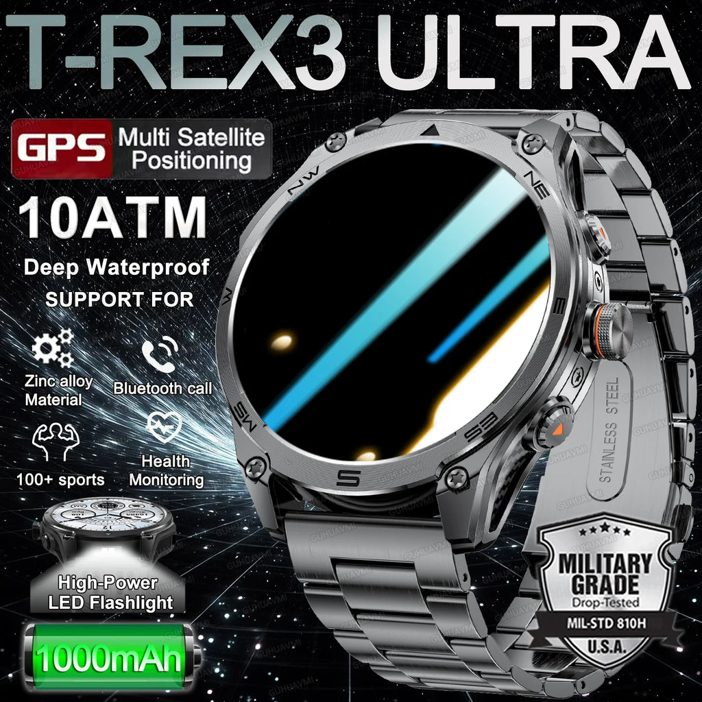 GUHUAVMI Professional GPS Outdoor Smartwatch – Military Grade, 1000mAh Battery, 10ATM Waterproof