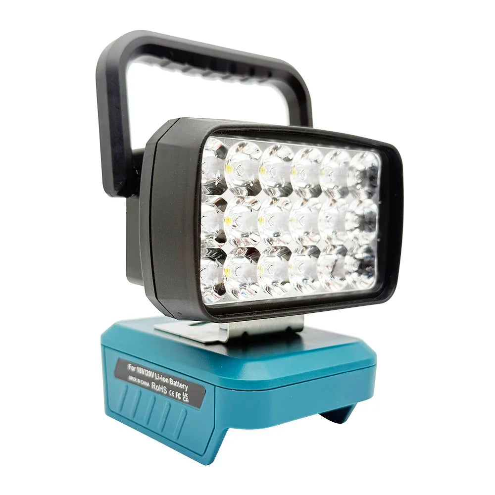 18-LED Portable Work Light – Compatible with Makita, Milwaukee & DeWalt 18V/20V Batteries – 1500LM Spotlight Torch with USB Output