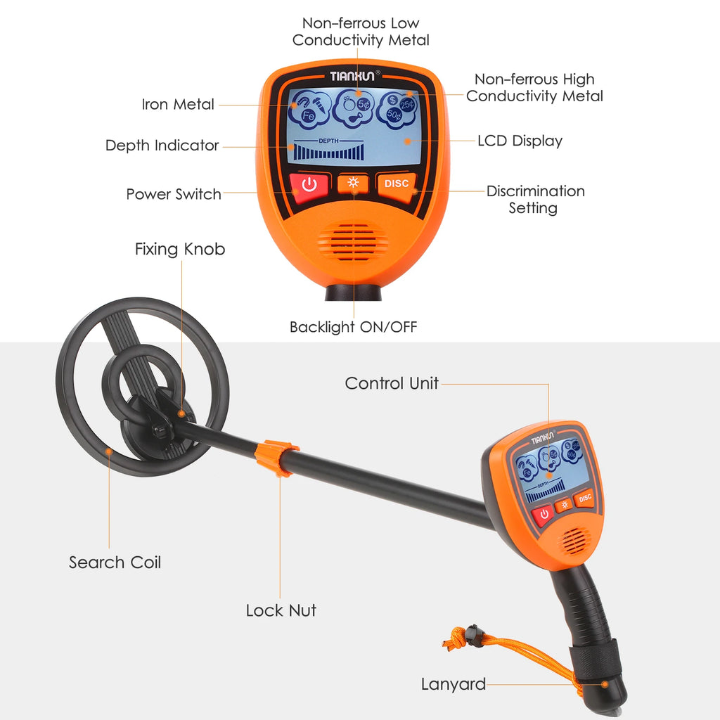 MD-1012 Kids Metal Detector β Lightweight Gold & Treasure Finder with LCD Display, Adjustable Height, and Audio Alerts