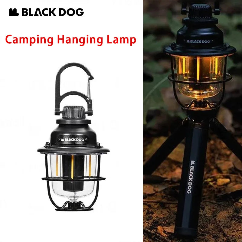 Naturehike Blackdog Camping Hanging Light – Portable Vintage LED Tent Lantern, IPX3 Waterproof, Ultralight 155g with 2000mAh Battery