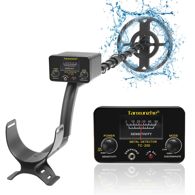 TC-200 Advanced Metal Detector – Adjustable Underground Gold & Metal Tracker with Waterproof Search Coil