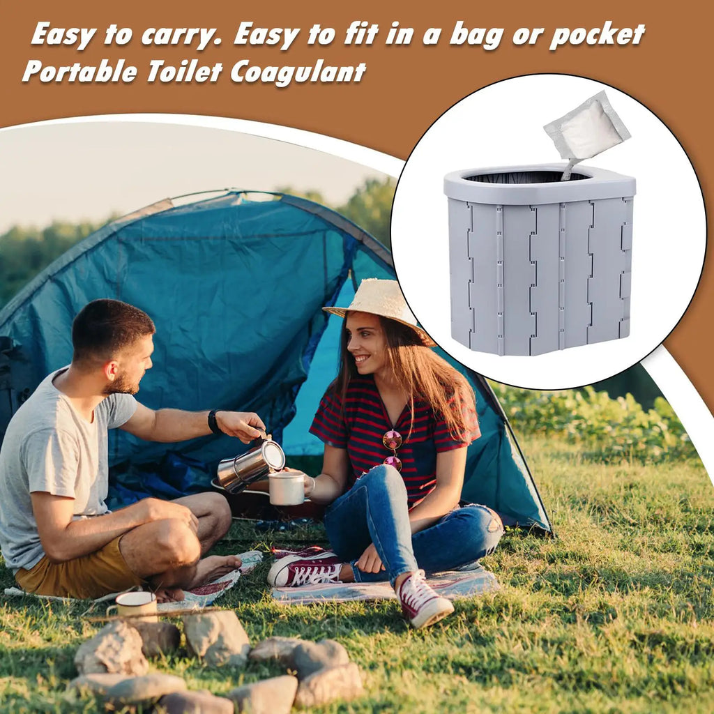 30-Pack Portable Toilet Absorbent Gel Powder – Eco-Friendly Waste Solidifier & Deodorizer for Camping, Travel & Emergency Use