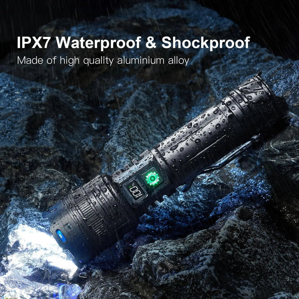 MaxLumenit™ 1,000,000 Lumen Rechargeable LED Flashlight – Ultra-Bright, USB-C, Waterproof, Zoomable Torch for Outdoor & Emergency Use