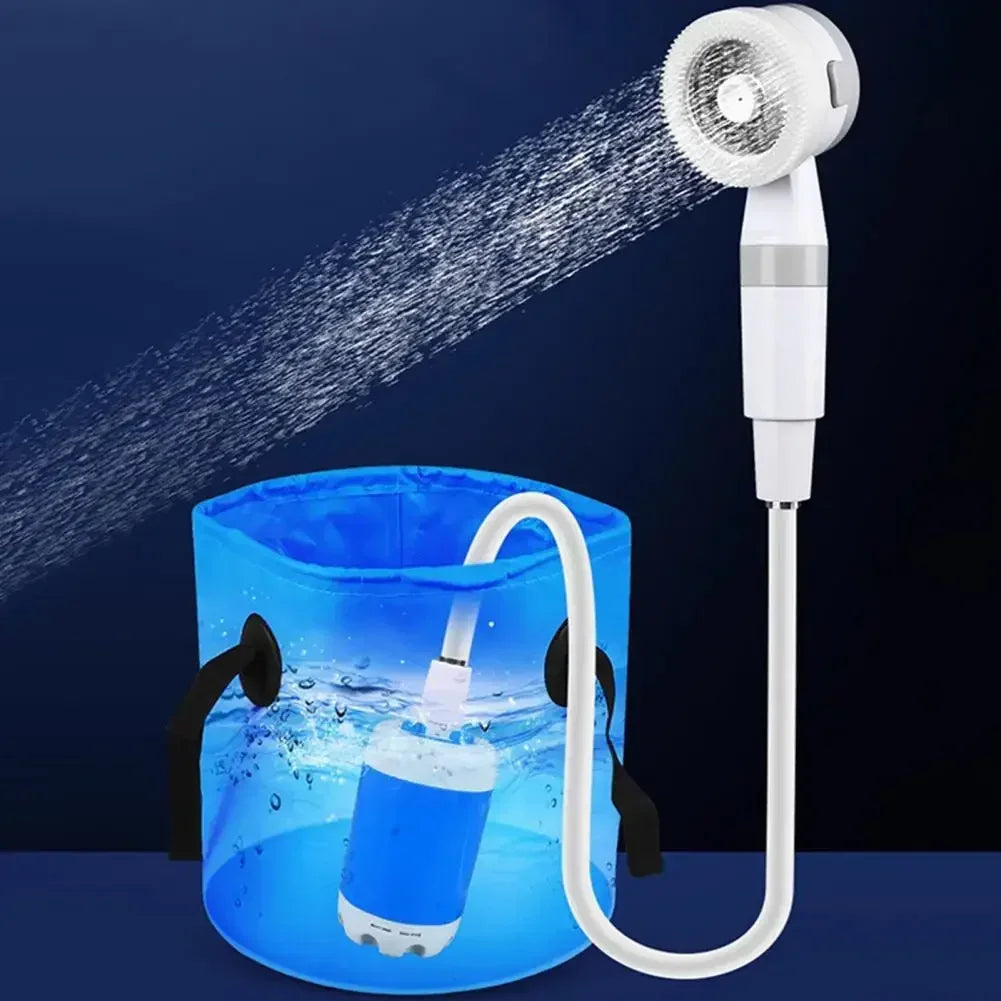 Rechargeable Portable Outdoor Camping Shower – Electric Pump with Digital Display & Accessories (4000mAh Battery)