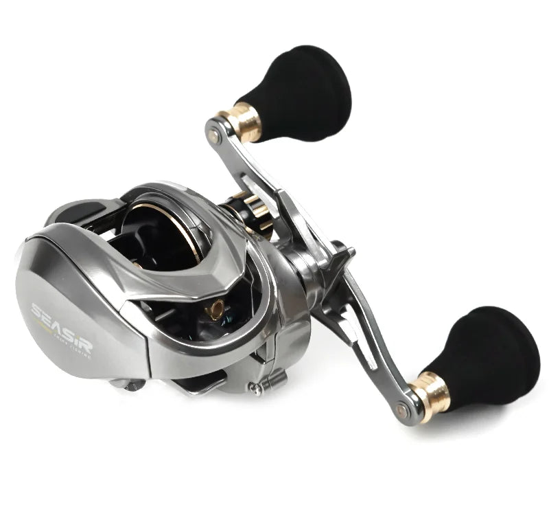 SeaSir Megacuda 15KG Drag Baitcasting Reel – Deep Spool, Aluminum Frame, Carbon Side, Double Handle Jigging Reel for Fresh & Saltwater Fishing