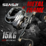 SeaSir Megacuda 15KG Drag Baitcasting Reel – Deep Spool, Aluminum Frame, Carbon Side, Double Handle Jigging Reel for Fresh & Saltwater Fishing thumbnail 7