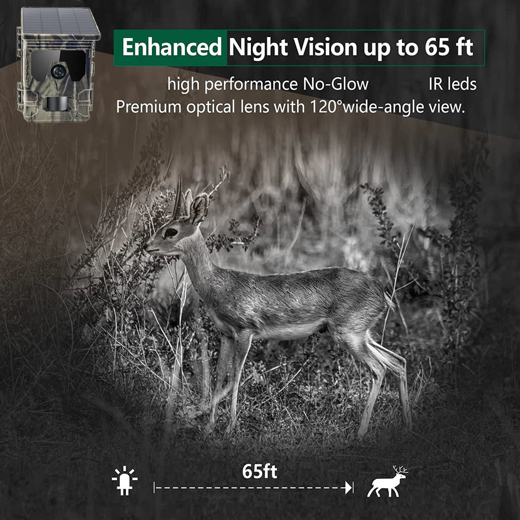 30MP 2K Solar Trail Camera – Infrared Night Vision Wildlife & Security Cam with Motion Sensor & Long Battery Life (IP66 Waterproof)