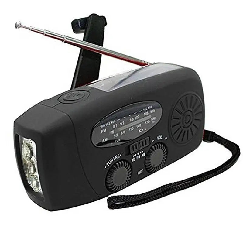 Multifunctional Emergency Solar Hand Crank Radio – AM/FM/WB NOAA Weather Radio with 2000mAh Power Bank & LED Flashlight