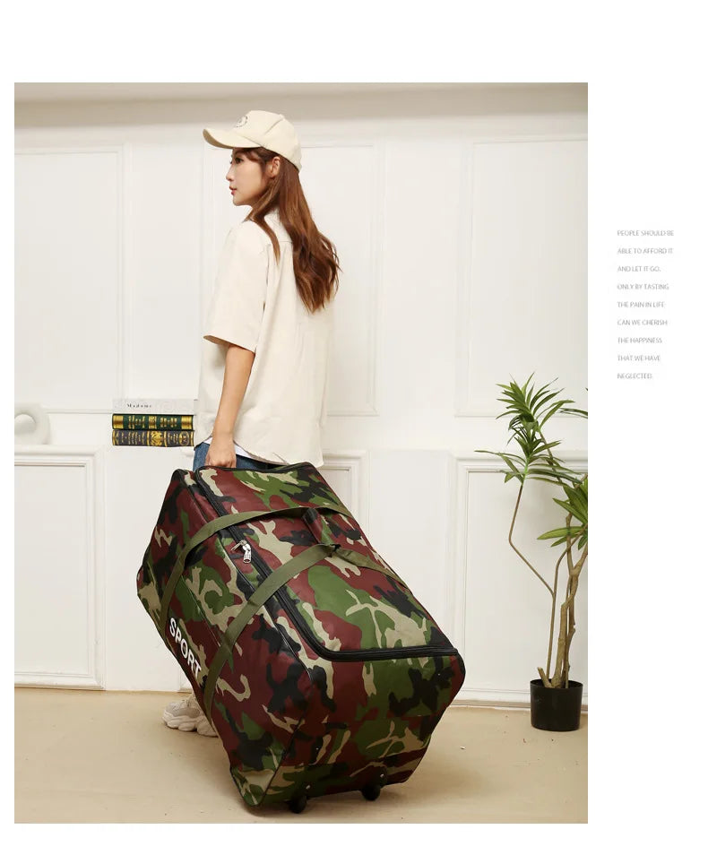 Camouflage Waterproof Oxford Travel Duffle Bag – Large Capacity Moving & Storage Bag