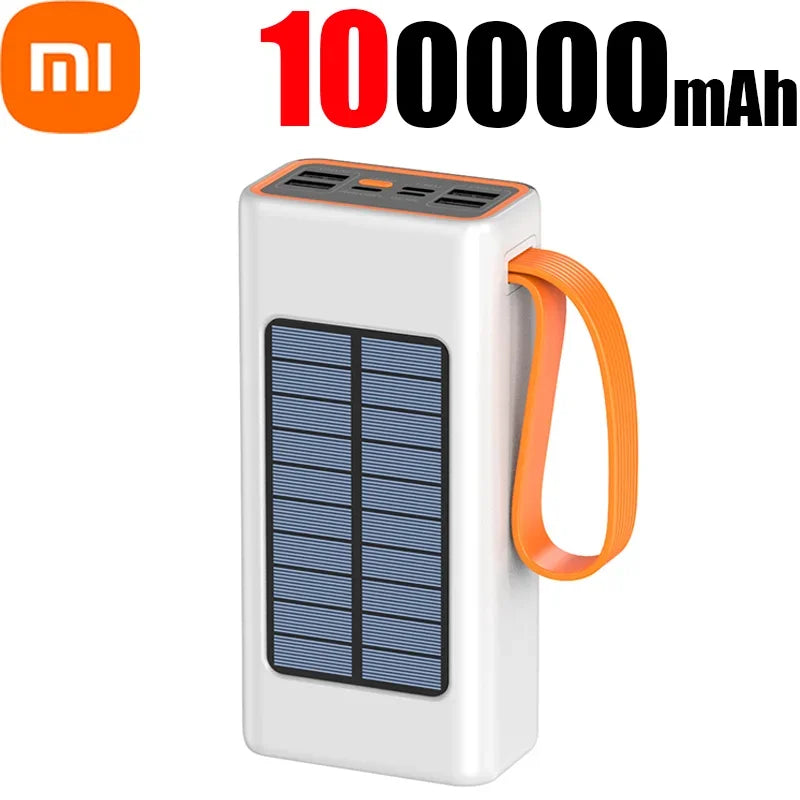 Xiaomi 200000mAh Solar Power Bank – Ultra-High Capacity with Built-in Cables, LED Light & Quick Charge