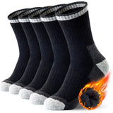 5 Pairs Men’s Merino Wool Hiking Socks – Warm, Moisture-Wicking Winter Crew Socks for Outdoor & Casual Wear (US Size 7–13) thumbnail 15