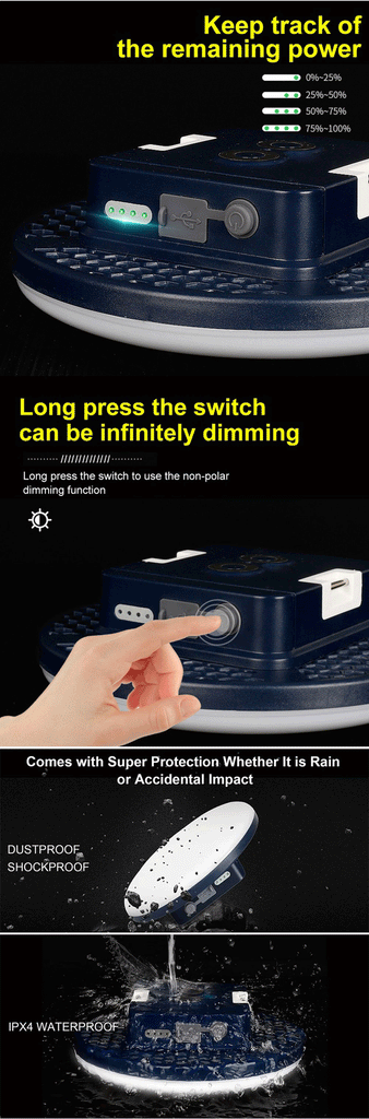 13500mAh Rechargeable Camping Lantern โ Waterproof LED Light with Remote Control, Power Bank, & Stepless Dimming