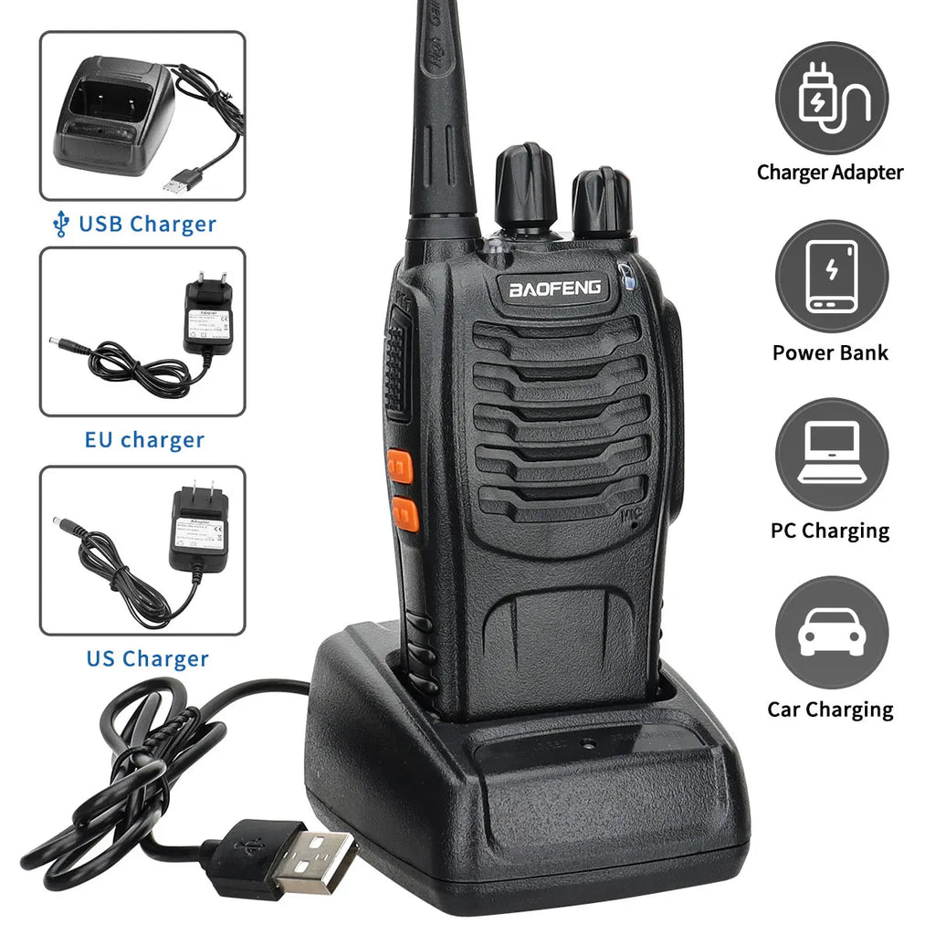 2 or 4 Pack Baofeng BF-888S V2 UHF Long-Range Walkie Talkies – 16-Channel Portable Two-Way Radios (400–470MHz, 5–10W, High-Capacity Battery)