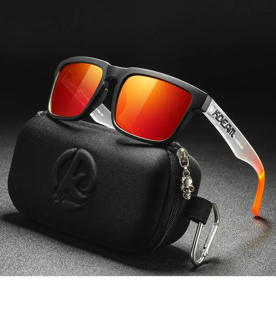 KDEAM Polarized Sunglasses – Unisex Square Frame UV400 Outdoor Eyewear (Red Mirror Lens, Model KD332)