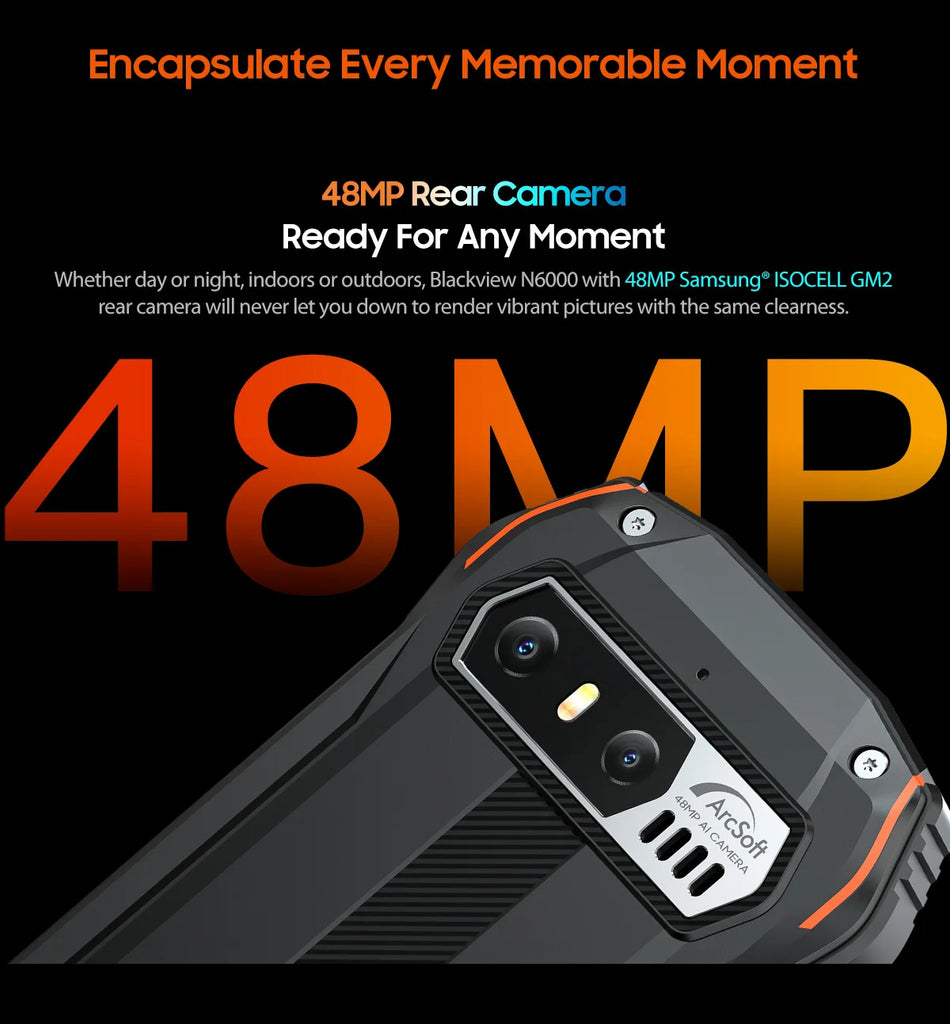 Blackview N6000 Rugged Waterproof Mini Smartphone | 4.3" Display, 256GB Storage, Android 13, 48MP Camera, NFC, Helio G99 Octa-Core