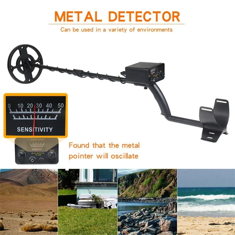 TC-200 Advanced Metal Detector – Adjustable Underground Gold & Metal Tracker with Waterproof Search Coil