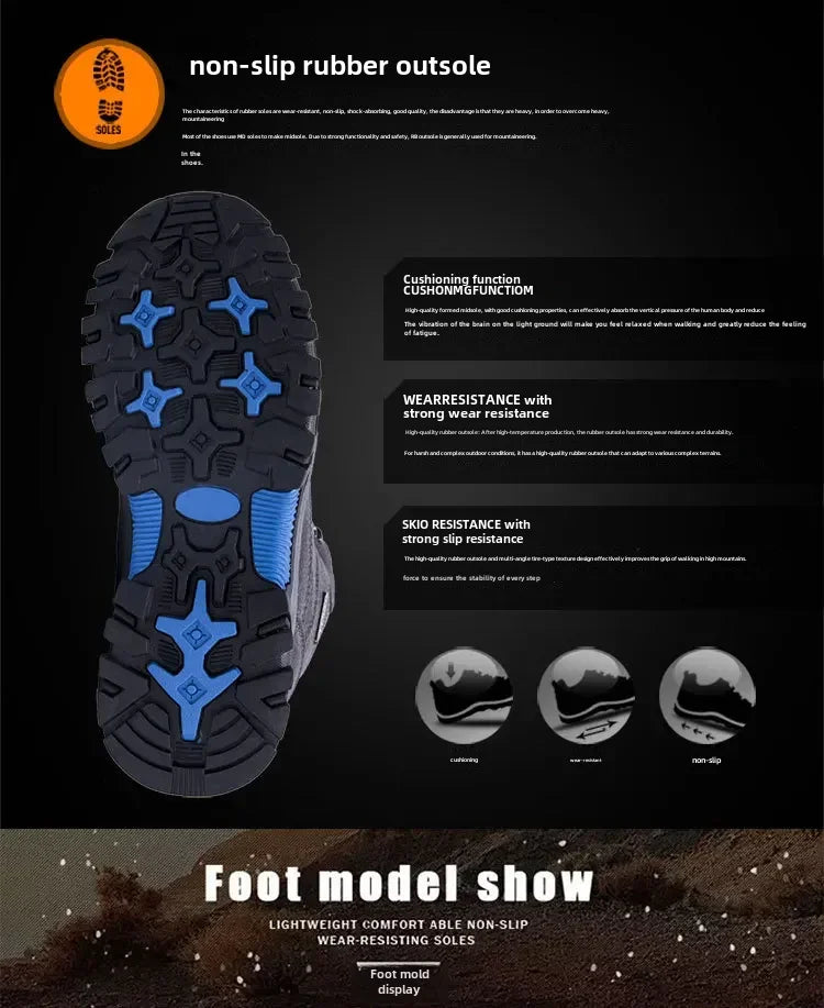 Men’s Waterproof High-Top Hiking & Climbing Shoes – Anti-Slip, Breathable Outdoor Footwear
