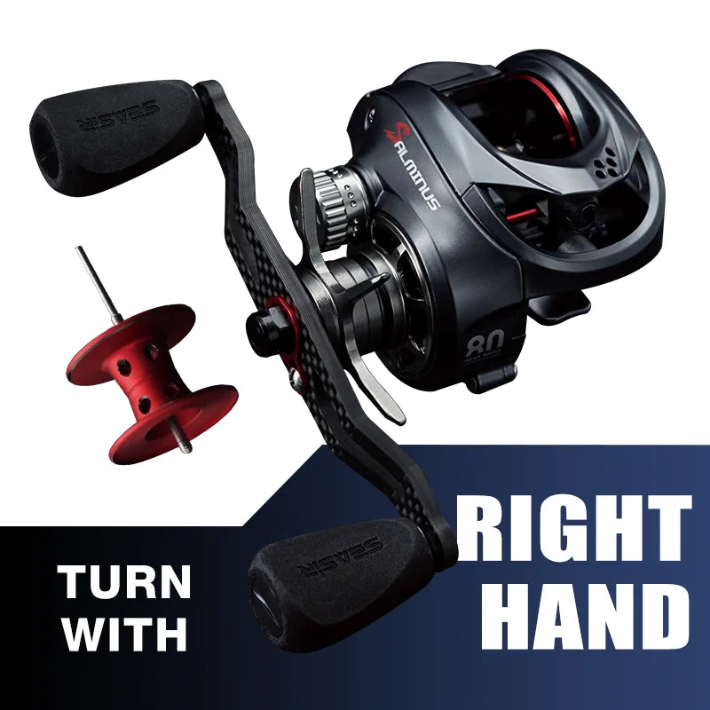 Seasir Salminus Baitcasting Reel – 8.0:1 Gear Ratio | Dual Aluminum Spools | 11+1BB | 12KG Drag Power