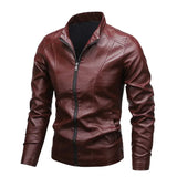 Men's PU Leather Stand Collar Motorcycle Jacket – Casual Windbreaker Biker Coat thumbnail 36