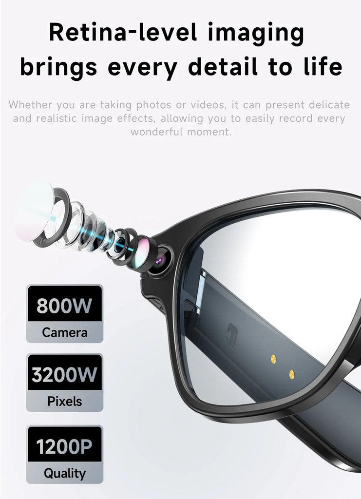LIGE AI Smart Glasses with 8MP Camera – WIFI & Bluetooth Real-Time Transmission