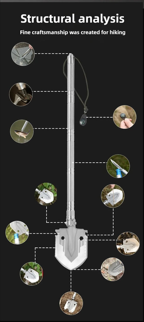 Multifunctional Folding Military Shovel – Survival Tool Set for Camping, Hiking & Outdoor Use