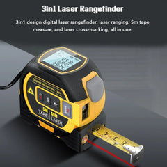 3-in-1 Digital Laser Rangefinder with 5M Tape Measure & LCD Display – 40m/60m Distance Measuring Tool