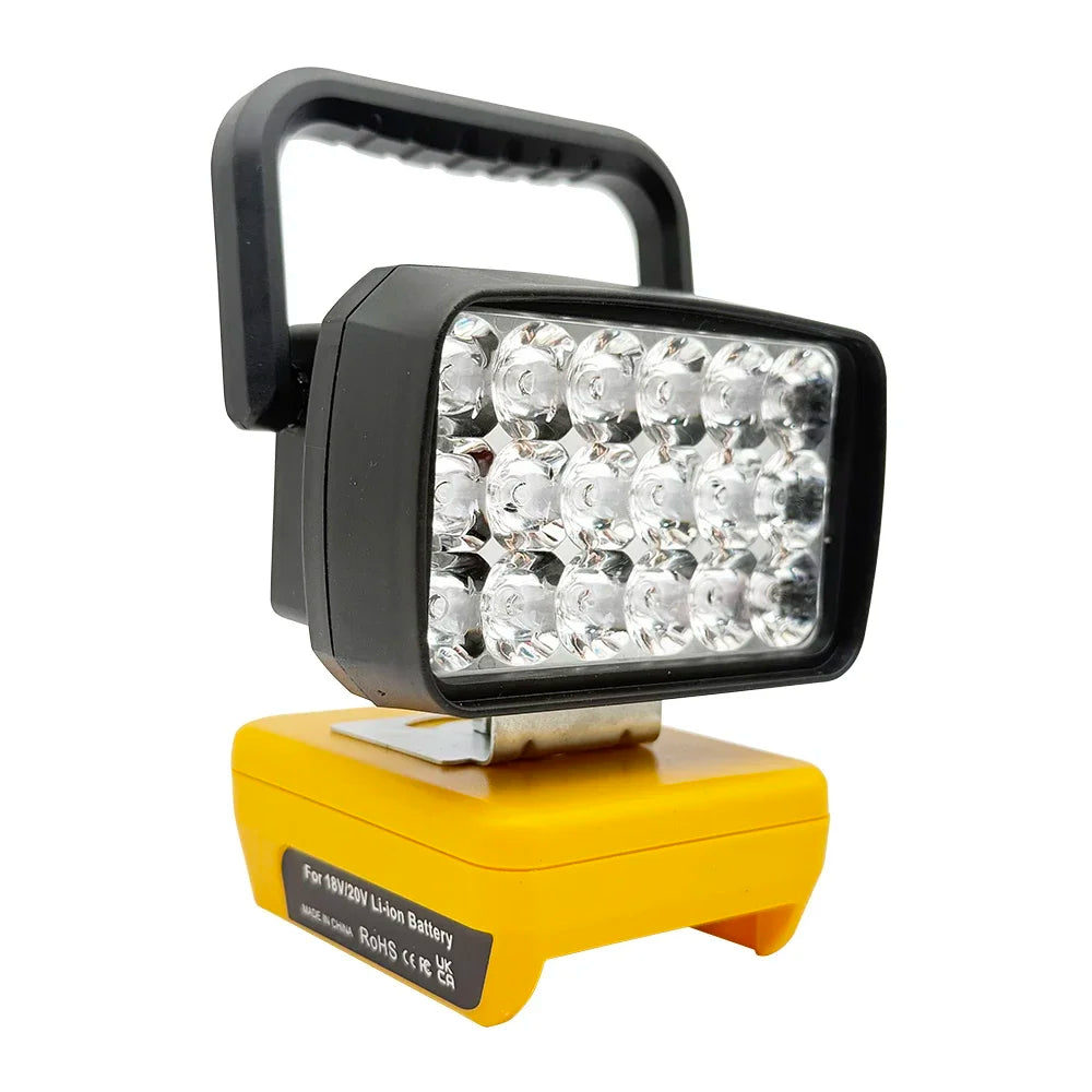 18-LED Portable Work Light – Compatible with Makita, Milwaukee & DeWalt 18V/20V Batteries – 1500LM Spotlight Torch with USB Output