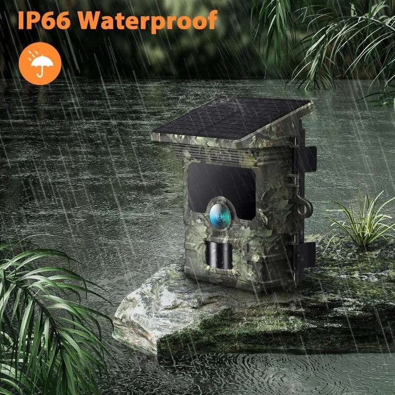 30MP 2K Solar Trail Camera – Infrared Night Vision Wildlife & Security Cam with Motion Sensor & Long Battery Life (IP66 Waterproof)