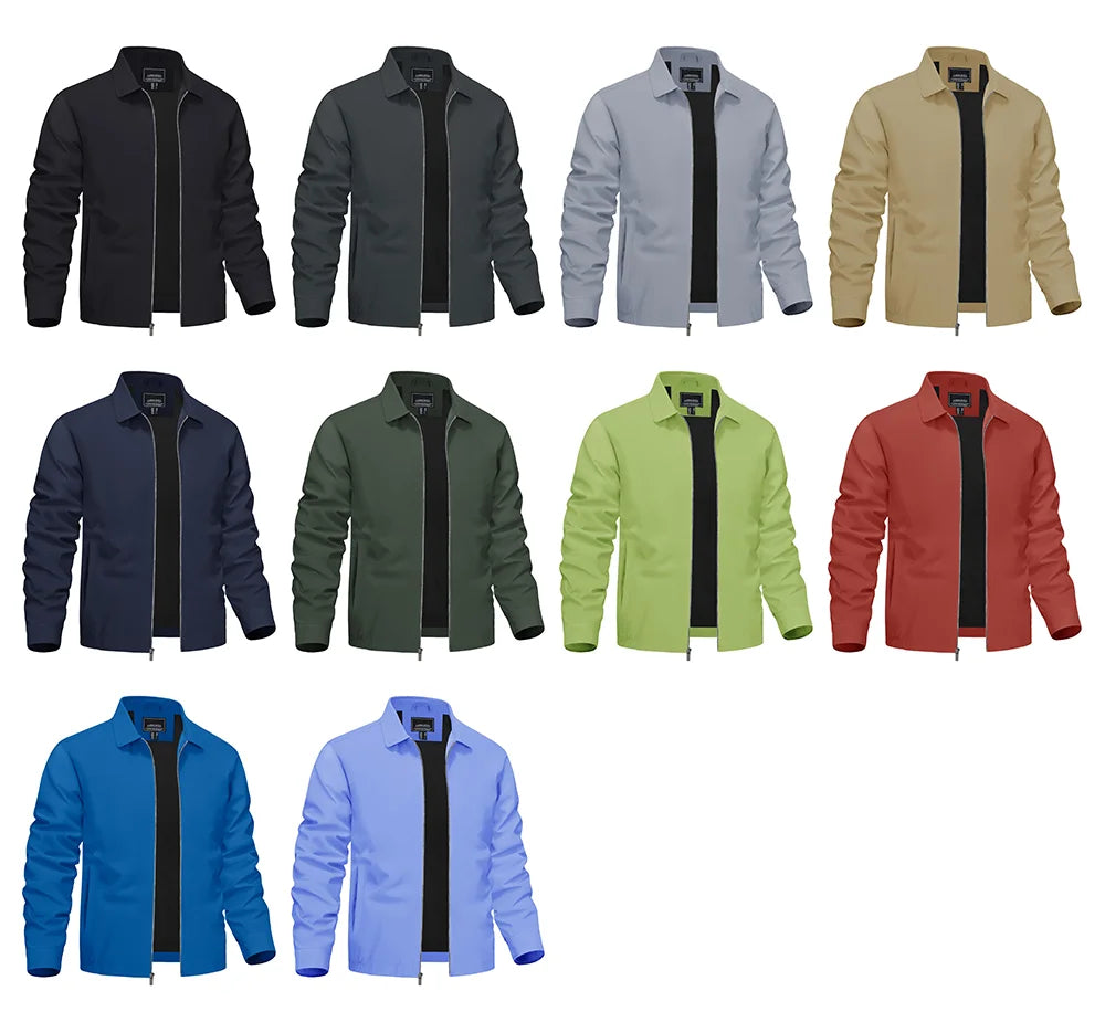 TACVASEN Men’s Lightweight Bomber Jacket – Casual Zip-Up Workwear for Spring & Fall, Water-Resistant Outdoor Windbreaker