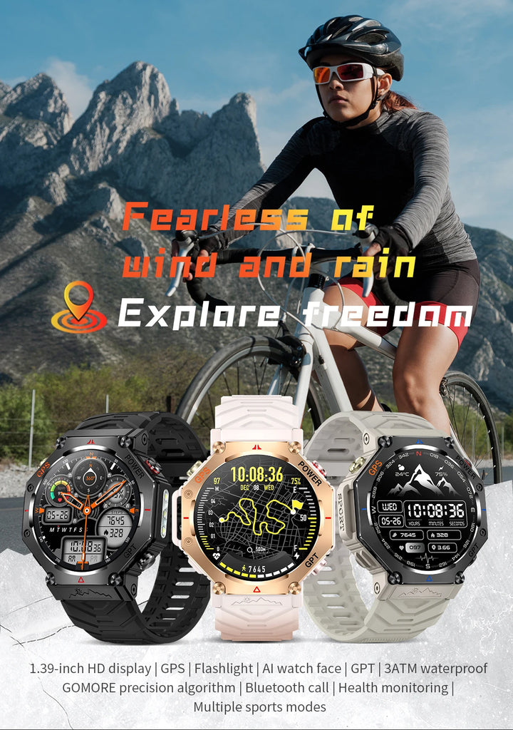 T-Rex 3 Military Smart Watch β Built-in GPS, Compass, Barometer & 10ATM IP69K Waterproof Performance