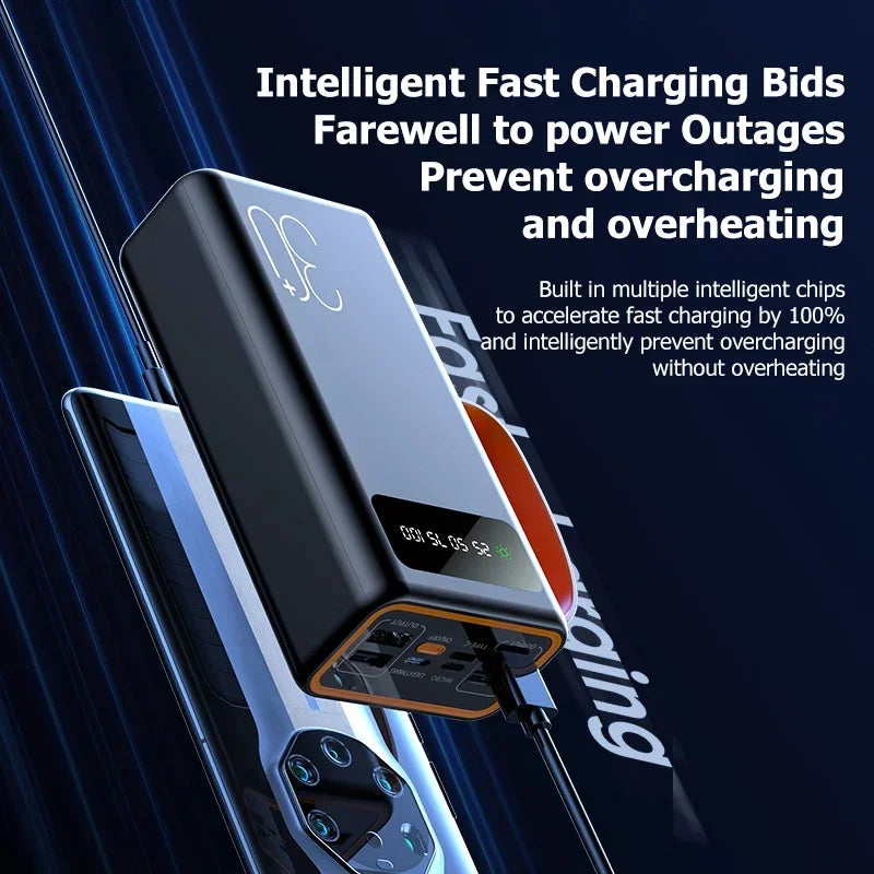 Xiaomi 200000mAh Solar Power Bank – Ultra-High Capacity with Built-in Cables, LED Light & Quick Charge