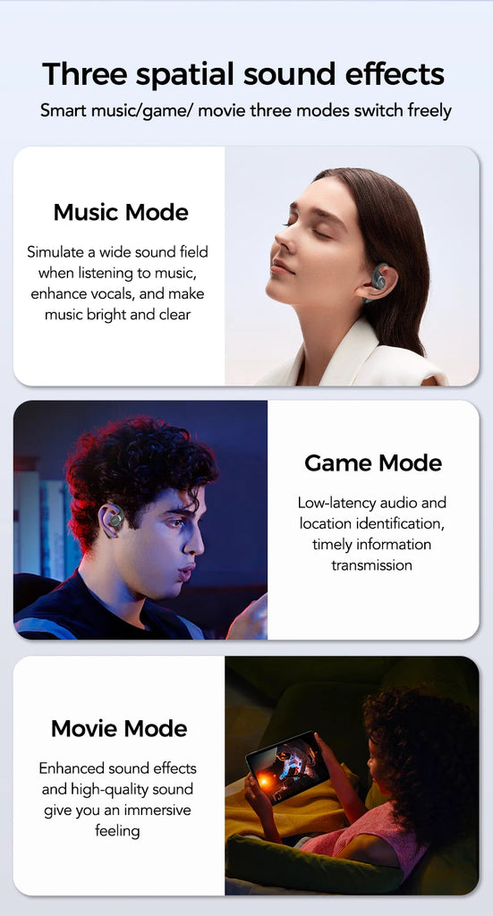 HTC NE11 Bluetooth 6.0 OWS Wireless Headphones โ Smart Translation Earphones with Touch Screen & Long Battery Life