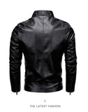 Men's PU Leather Stand Collar Motorcycle Jacket – Casual Windbreaker Biker Coat thumbnail 21