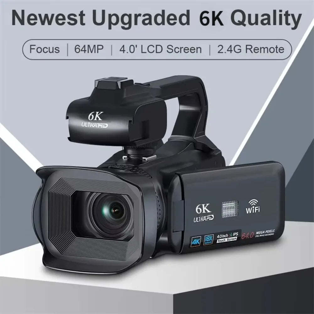 KOMERY 6K Ultra HD Professional Camcorder – 64MP YouTube & Streaming Camera