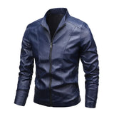 Men's PU Leather Stand Collar Motorcycle Jacket – Casual Windbreaker Biker Coat thumbnail 34