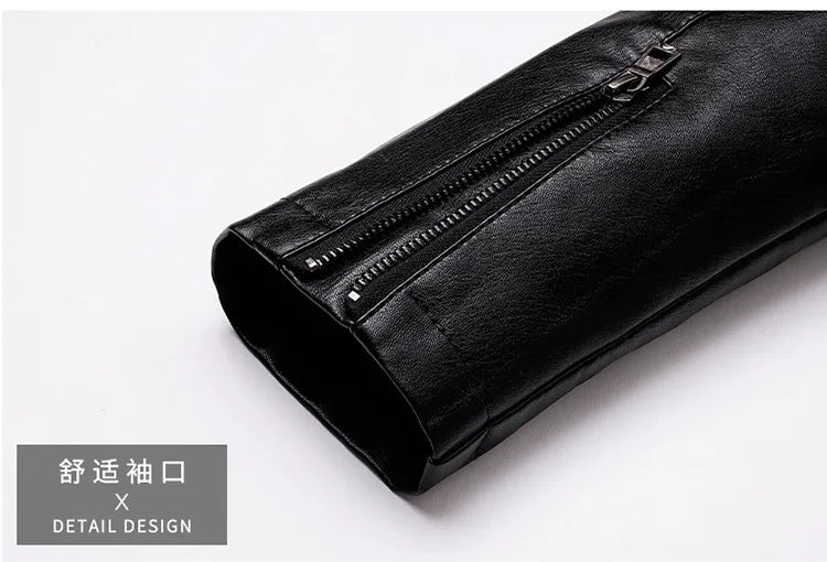 Men's PU Leather Stand Collar Motorcycle Jacket – Casual Windbreaker Biker Coat