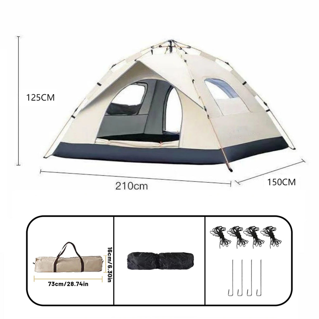 4-Person Automatic Pop-Up Tent – Waterproof & UV-Resistant Shelter for Camping, Fishing & Beach | Pakicetus