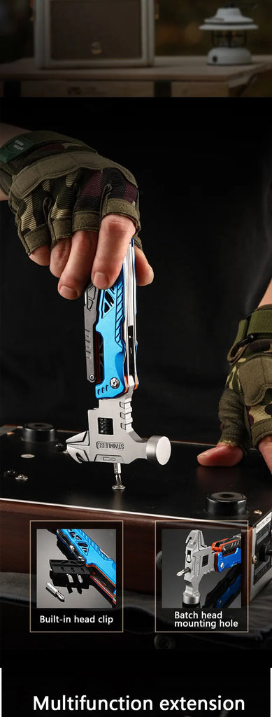 Multifunctional Folding Hammer Tool – 12-in-1 Outdoor Survival & Emergency Gear