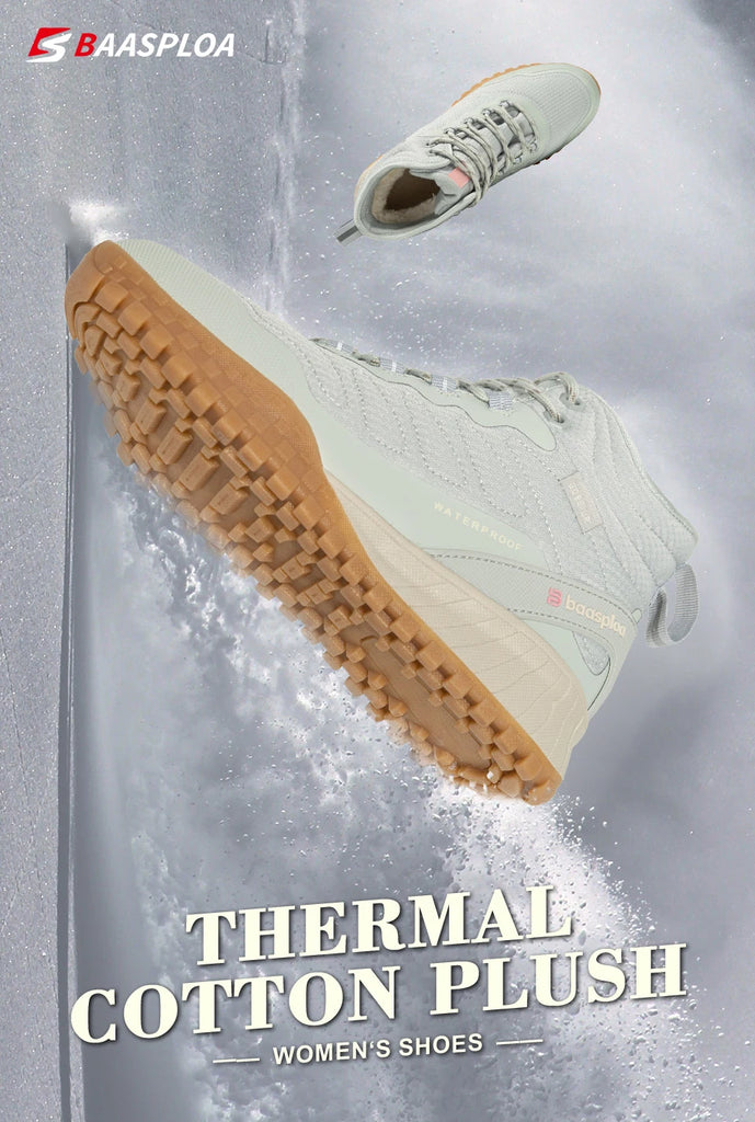 Baasploa Women’s Waterproof Winter Snow Boots – Plush Lined, Non-Slip Outdoor Sneakers