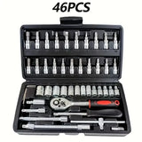 46-Piece 1/4" Drive Socket & Ratchet Wrench Set – Chrome Vanadium Steel with Carrying Case thumbnail 6