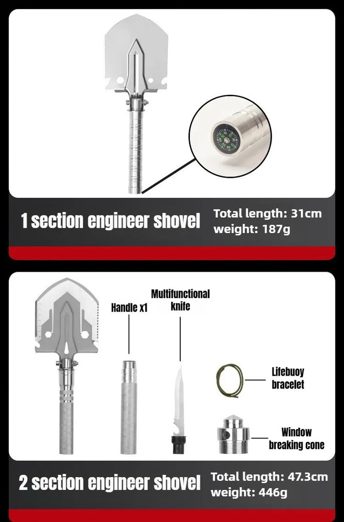 Multifunctional Folding Military Shovel – Survival Tool Set for Camping, Hiking & Outdoor Use