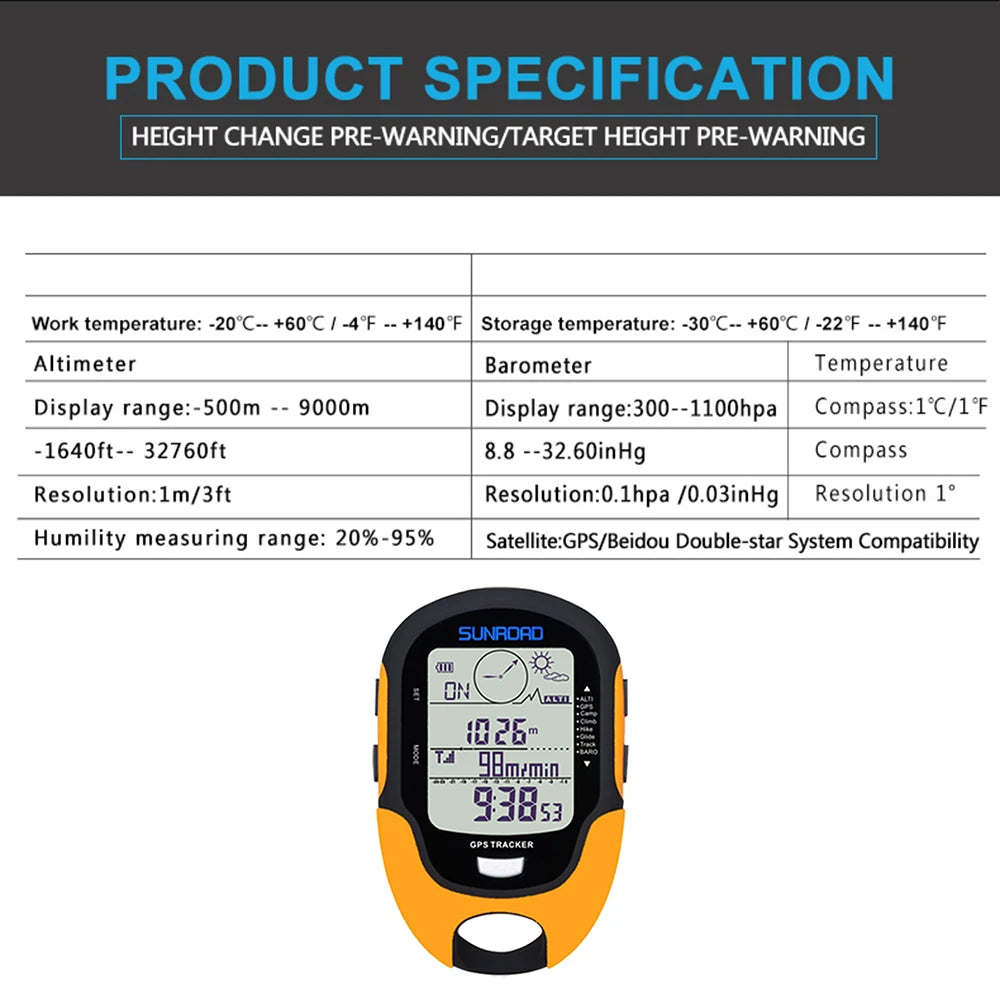 Portable Digital Altimeter, Barometer, Compass & GPS Navigation Receiver – FR510